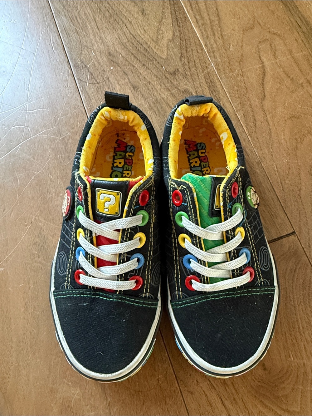 Nintendo Black Kids Sneakers with Red, Blue, Green & Yellow Accents